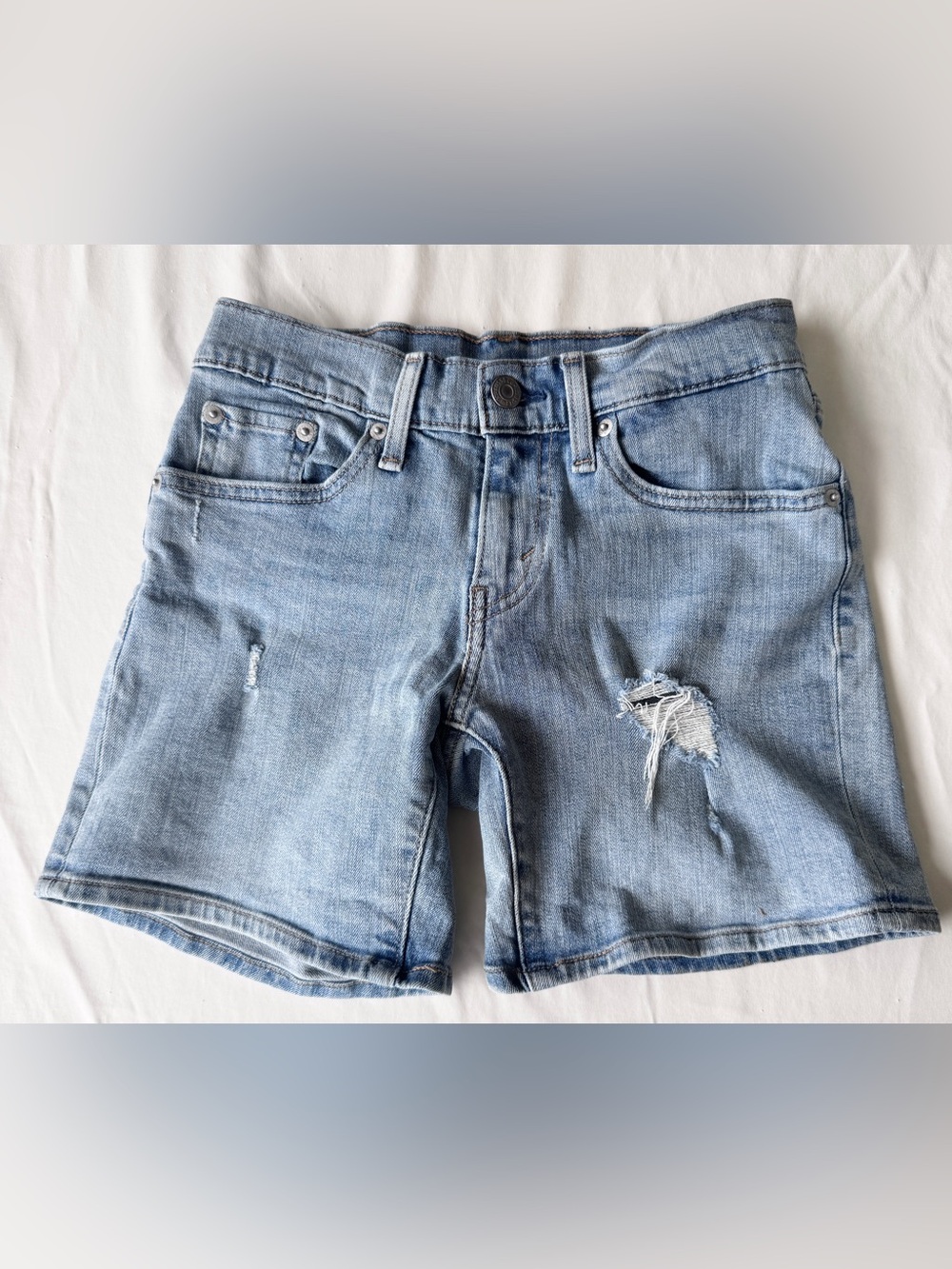 Levi's Light Blue Distressed Denim Shorts